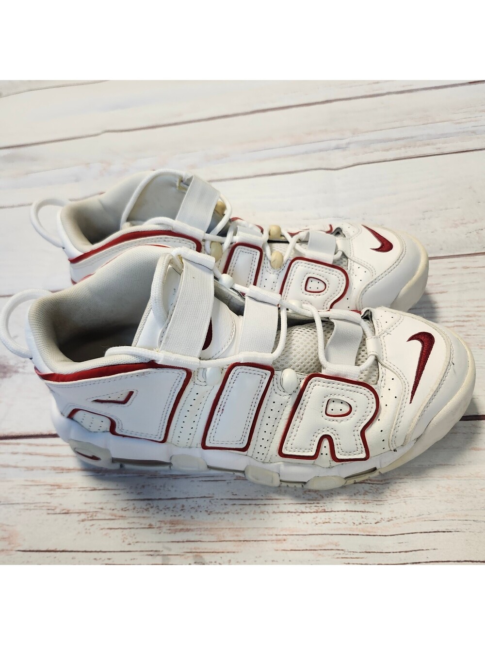 Nike Air More Uptempo White and Red Sneakers Size 8.5